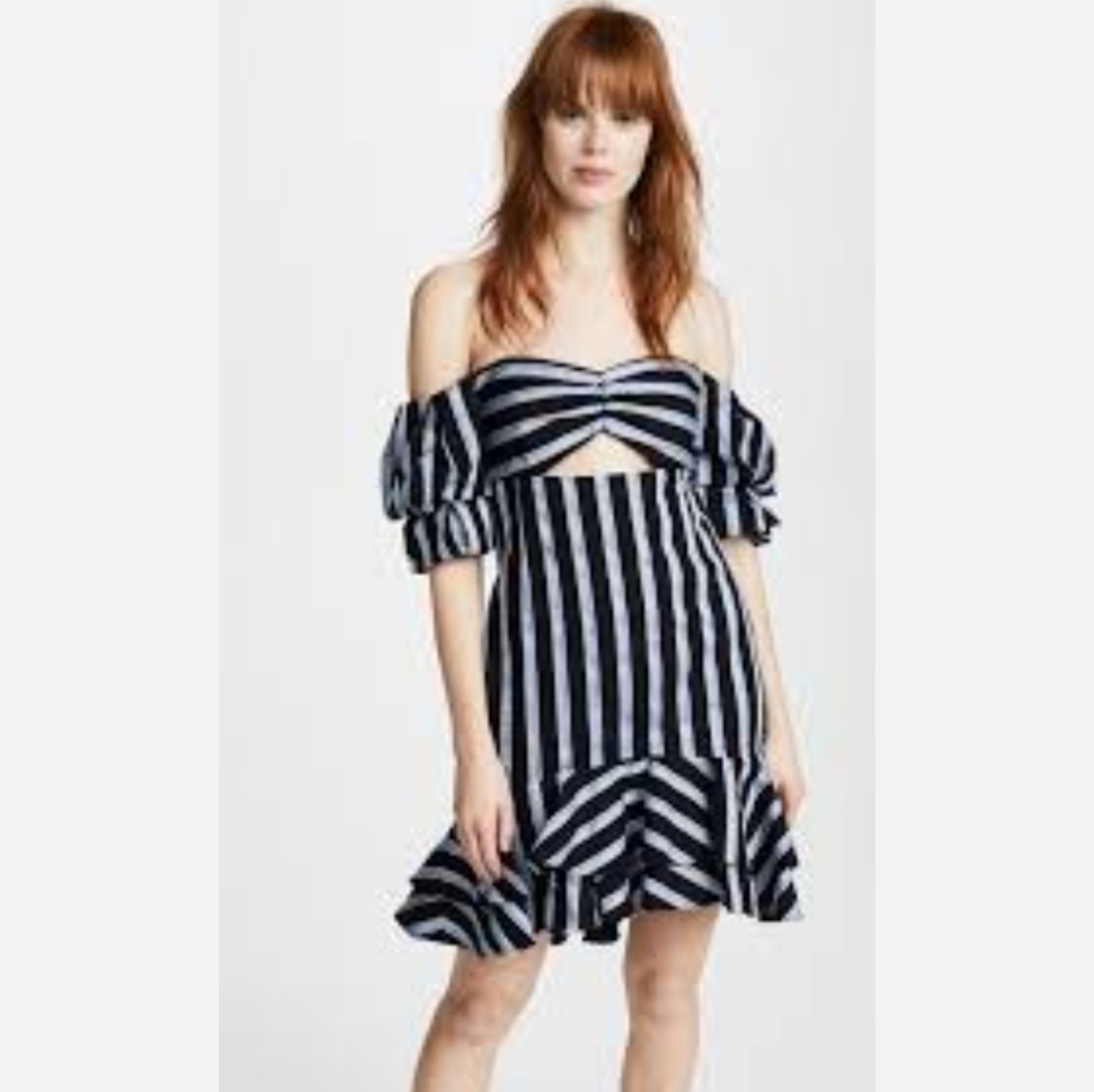 Blue and White off shoulder dress